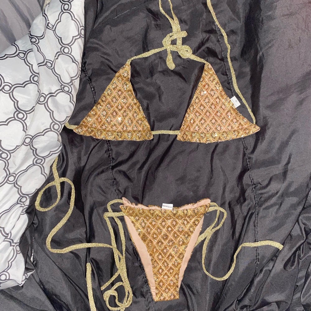 Gold sparkly bikini